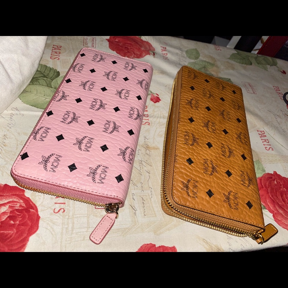 Mcm large Blush Pink zip around wallet